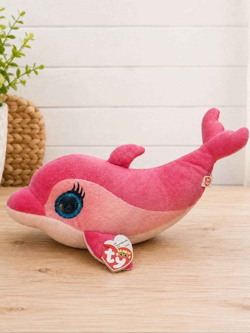 Ty Beanie Boos SURF the Pink Dolphin 2014 RARE & RETIRED Plush Stuffed Pink